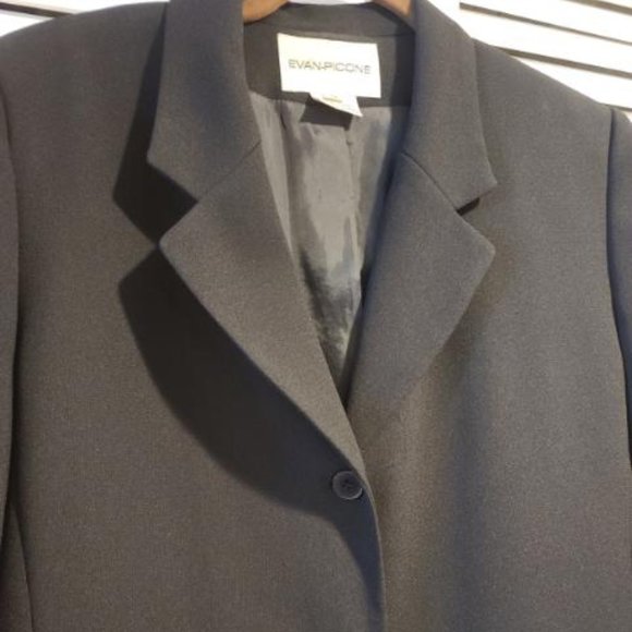 Evan-Picone 3 Pc Suit. Black Blazer Duster Jacket, pencil skirt & pants size 10. - Picture 10 of 14